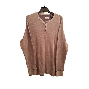 Wrangler Authentics Men's 2XL Long Sleeve Waffle Knit  Henley Shirt Pumice Stone